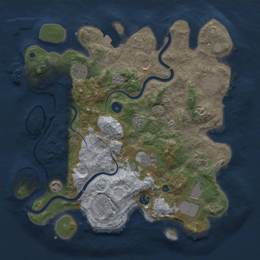 Rust Map: Procedural Map, Size: 3700, Seed: 1187134199, 14 Monuments