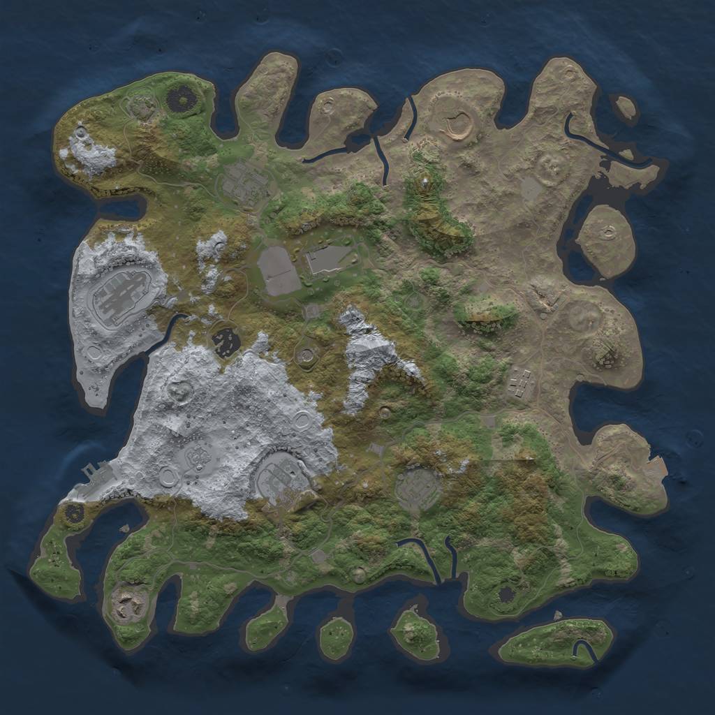 Rust Map: Procedural Map, Size: 3800, Seed: 632947, 16 Monuments
