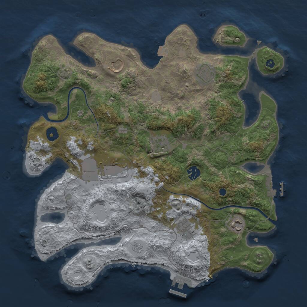Rust Map: Procedural Map, Size: 3500, Seed: 104429827, 12 Monuments