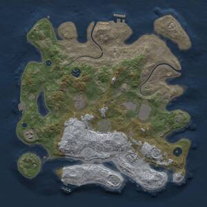 Thumbnail Rust Map: Procedural Map, Size: 3500, Seed: 13590175, 13 Monuments