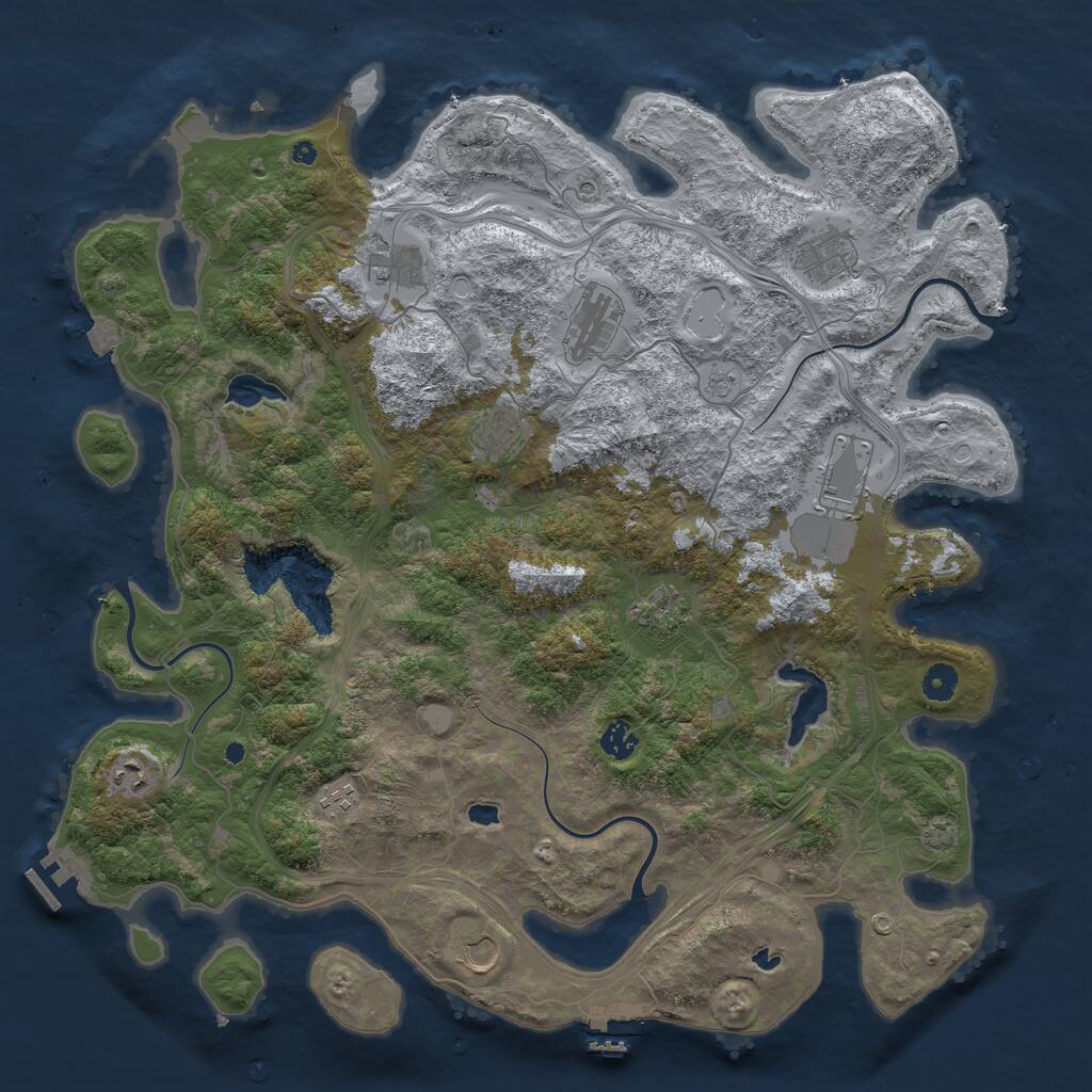 Rust Map: Procedural Map, Size: 4500, Seed: 1233461063, 16 Monuments
