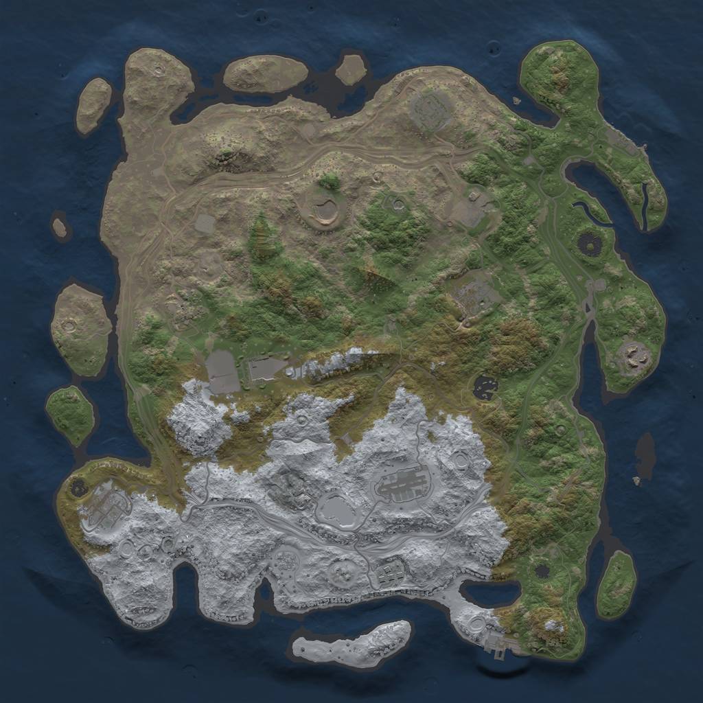 Rust Map: Procedural Map, Size: 4250, Seed: 527431982, 18 Monuments