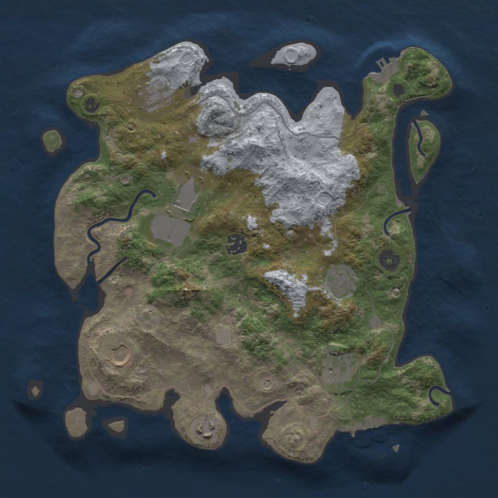 Rust Map: Procedural Map, Size: 3500, Seed: 40691777, 14 Monuments