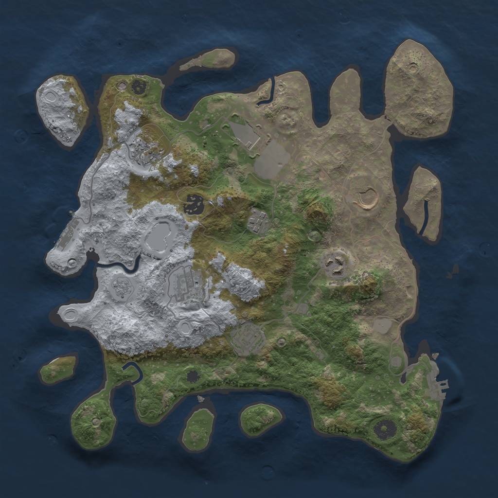 Rust Map: Procedural Map, Size: 3500, Seed: 71142828, 14 Monuments