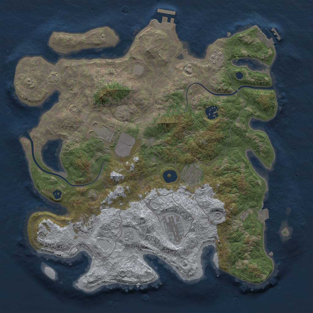 Rust Map: Procedural Map, Size: 3500, Seed: 12262649, 12 Monuments