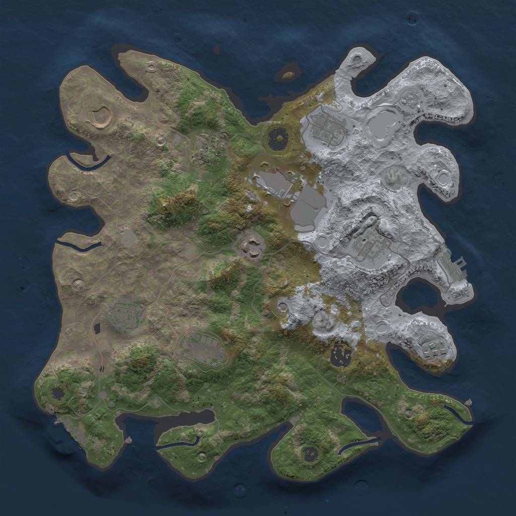 Rust Map: Procedural Map, Size: 3500, Seed: 459336081, 17 Monuments