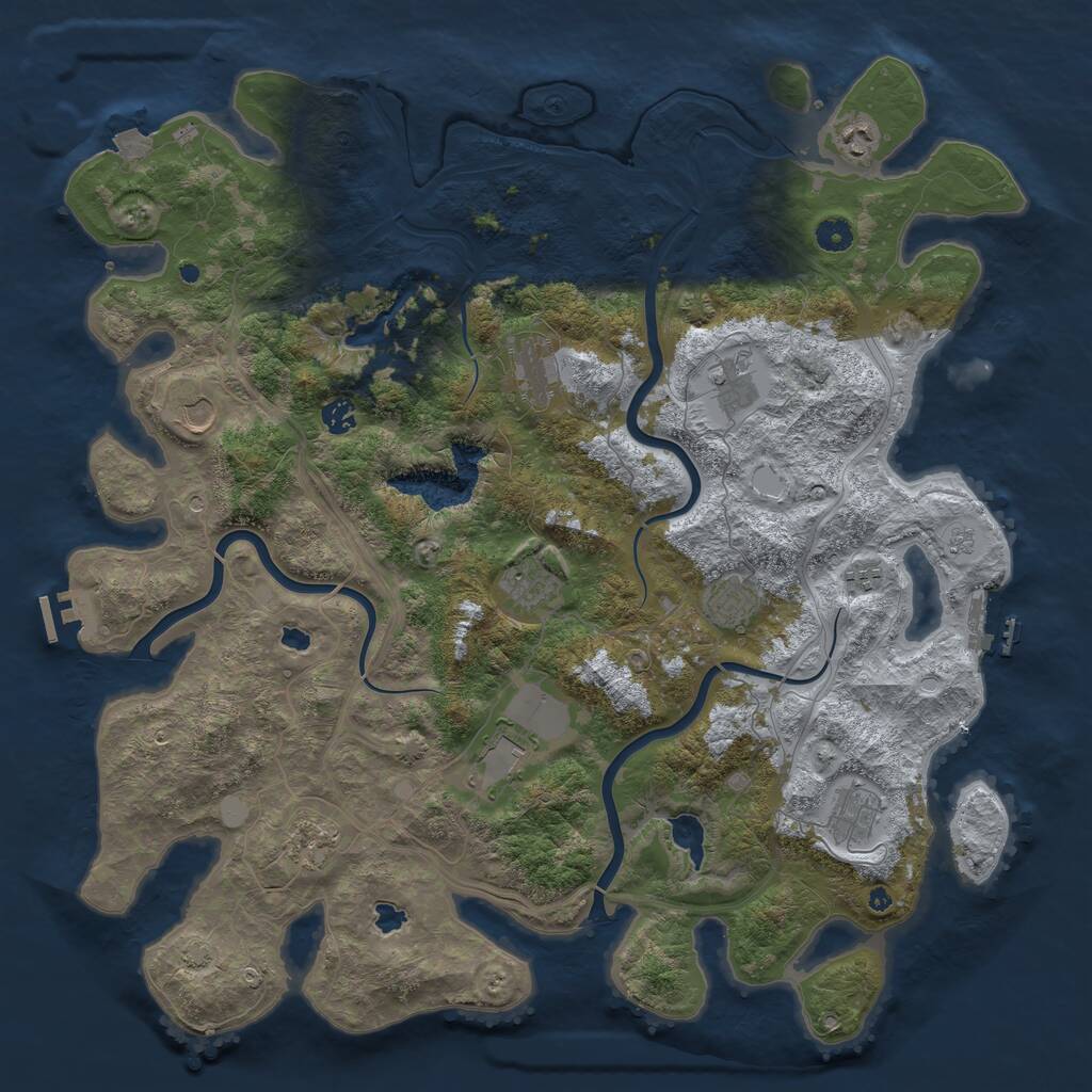 Rust Map: Procedural Map, Size: 4666, Seed: 100000, 17 Monuments