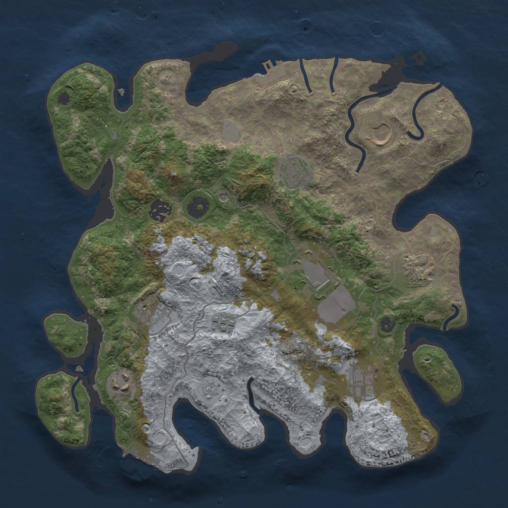 Rust Map: Procedural Map, Size: 3500, Seed: 21360730, 16 Monuments