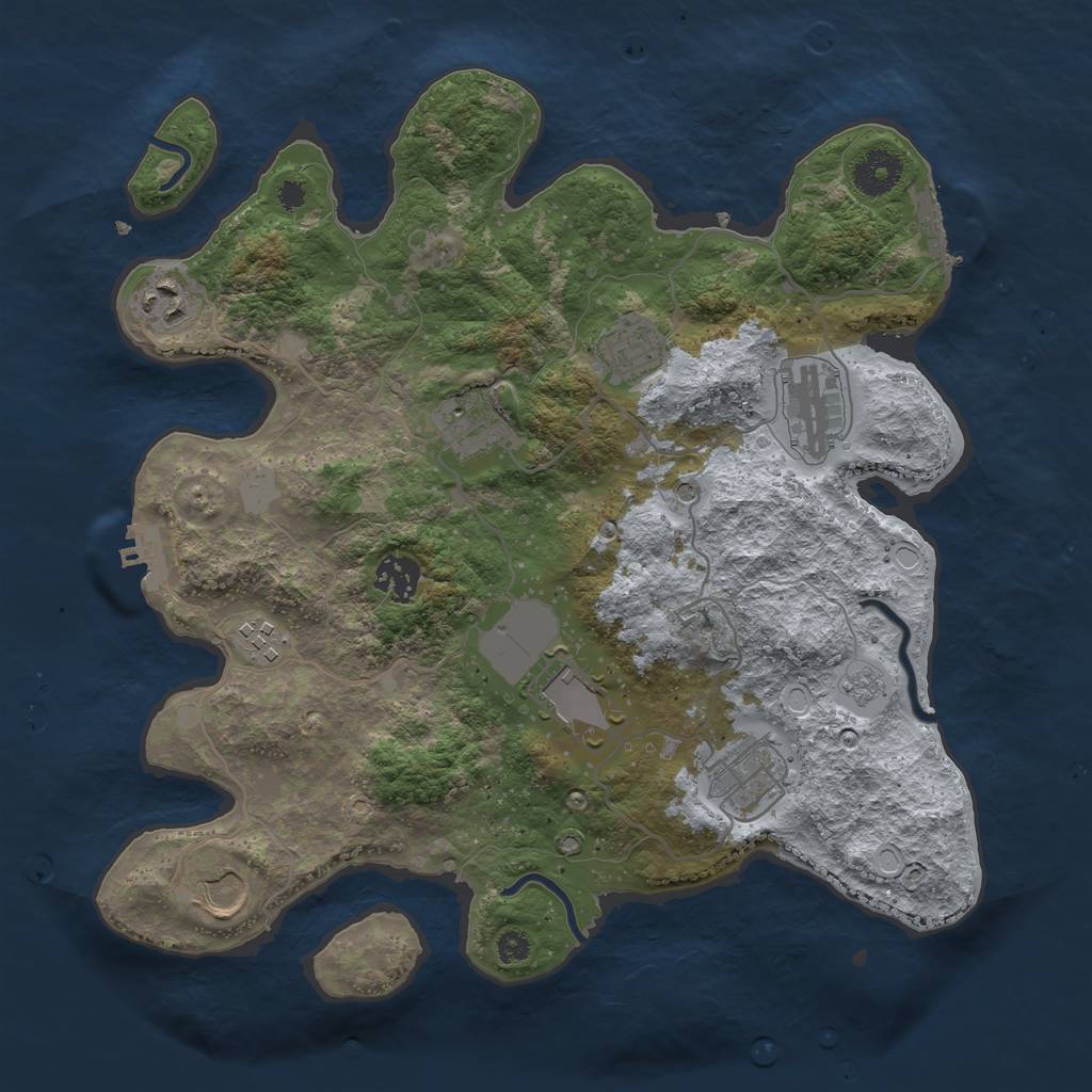 Rust Map: Procedural Map, Size: 3500, Seed: 13855823, 16 Monuments