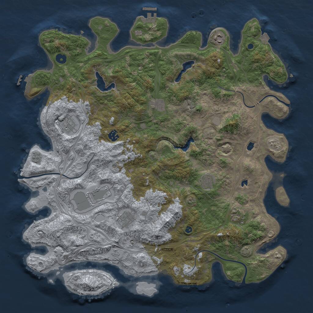 Rust Map: Procedural Map, Size: 4500, Seed: 1853722538, 15 Monuments