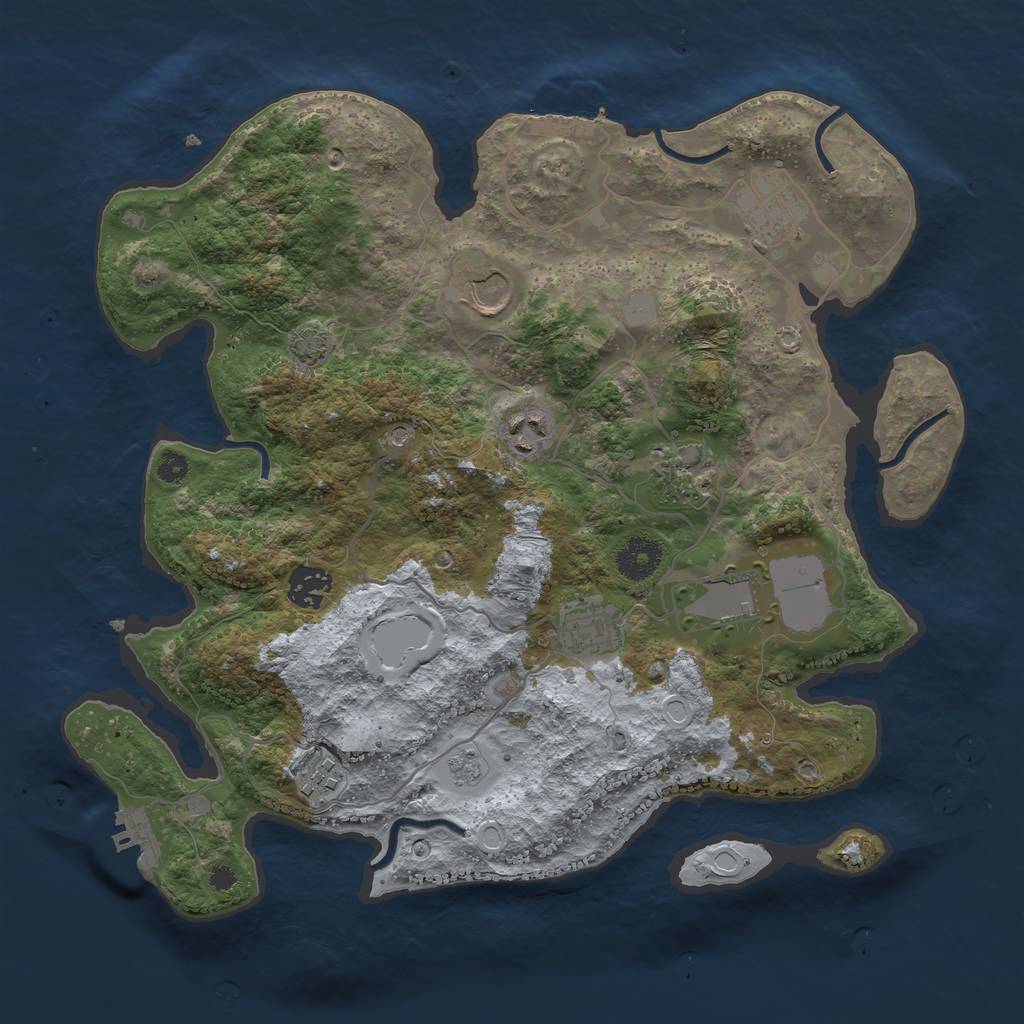 Rust Map: Procedural Map, Size: 3500, Seed: 38903207, 16 Monuments