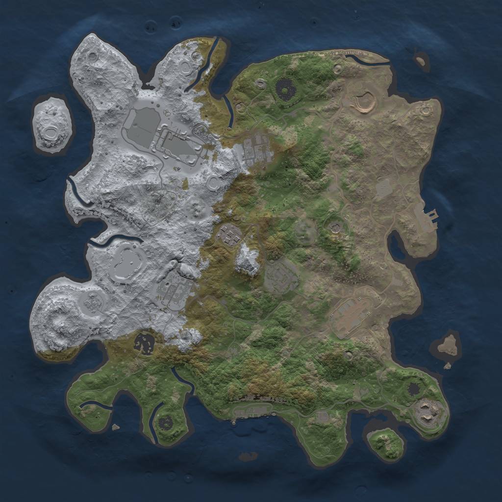 Rust Map: Procedural Map, Size: 3505, Seed: 1385589699, 16 Monuments