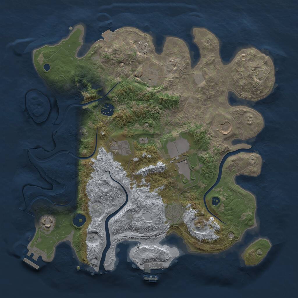Rust Map: Procedural Map, Size: 3500, Seed: 62989351, 13 Monuments
