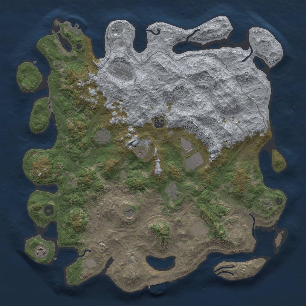 Rust Map: Procedural Map, Size: 4500, Seed: 494396529, 18 Monuments