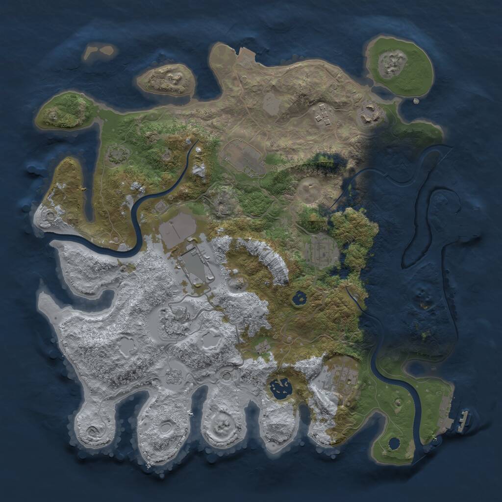 Rust Map: Procedural Map, Size: 3500, Seed: 85423935, 14 Monuments