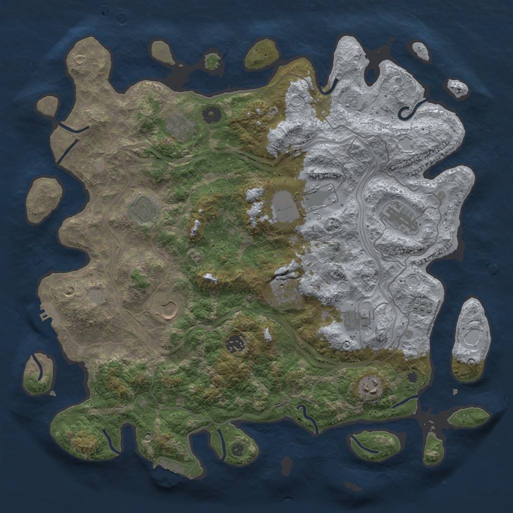 Rust Map: Procedural Map, Size: 4250, Seed: 566970012, 16 Monuments