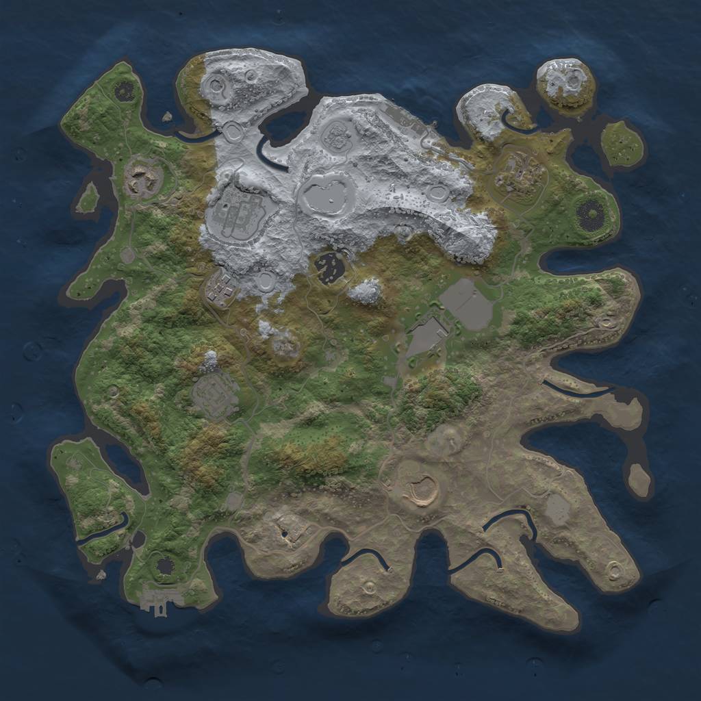 Rust Map: Procedural Map, Size: 3500, Seed: 60554329, 15 Monuments
