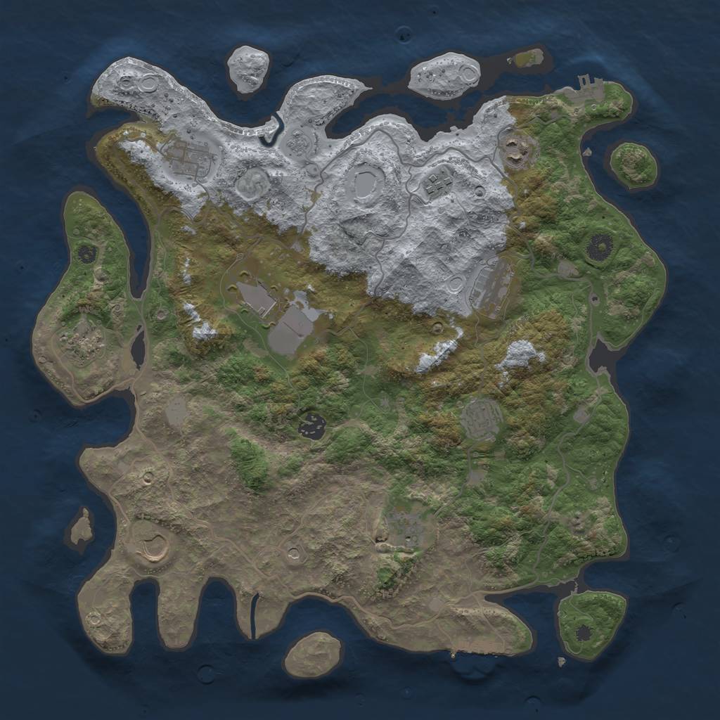 Rust Map: Procedural Map, Size: 4000, Seed: 308498604, 17 Monuments