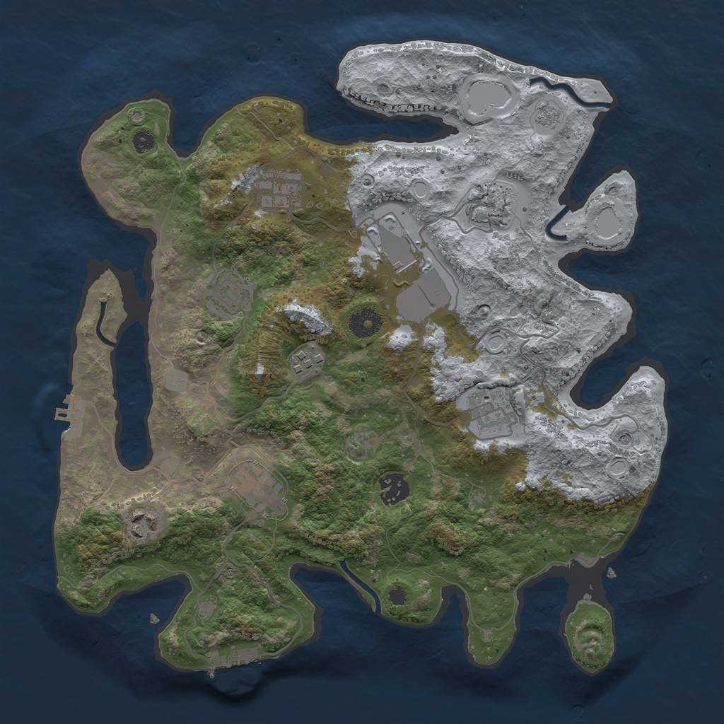 Rust Map: Procedural Map, Size: 3500, Seed: 853186, 16 Monuments