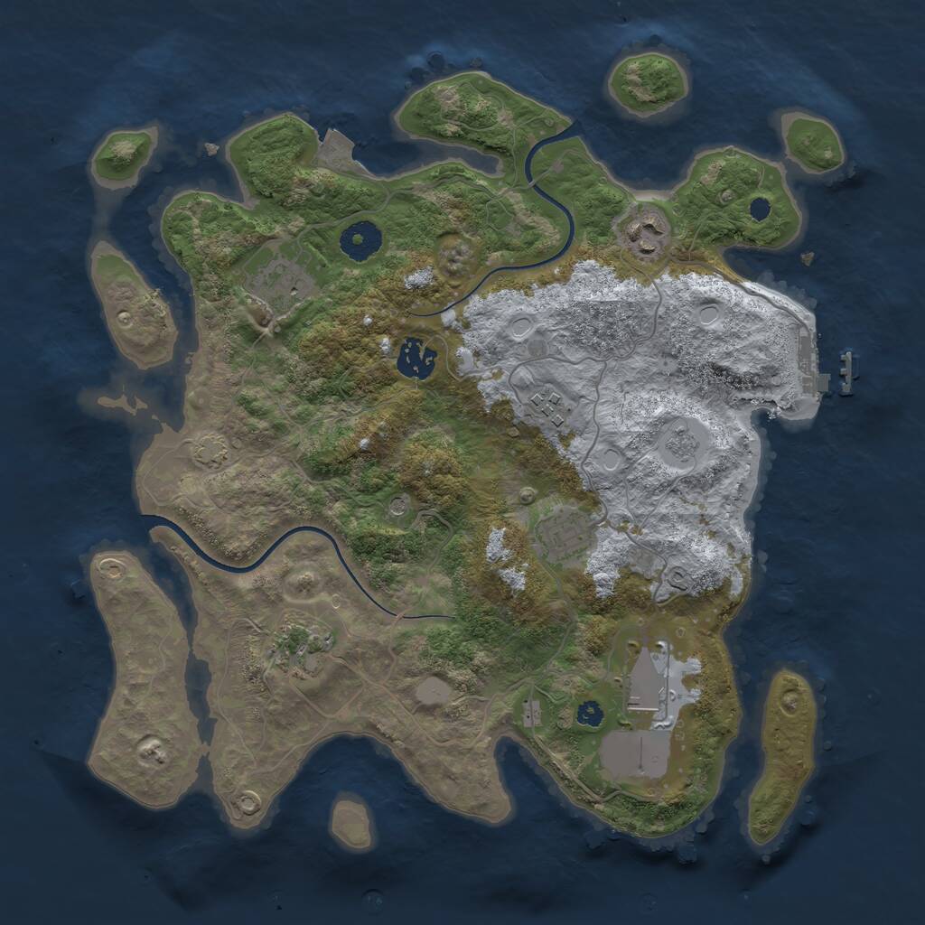 Rust Map: Procedural Map, Size: 3500, Seed: 30890610, 12 Monuments