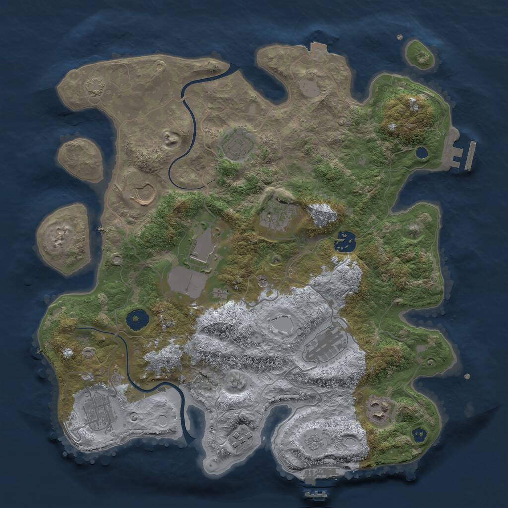 Rust Map: Procedural Map, Size: 3500, Seed: 36401602, 15 Monuments