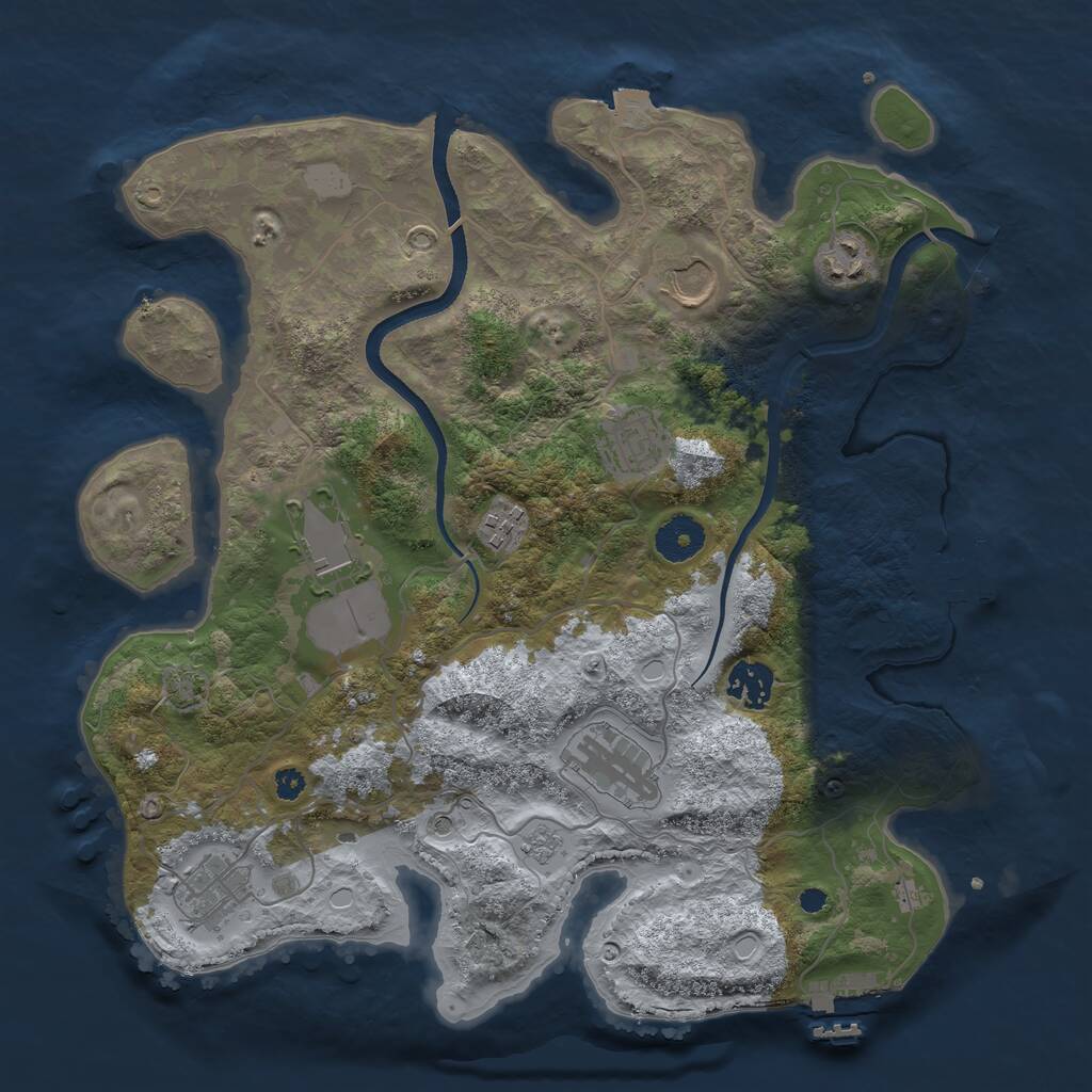 Rust Map: Procedural Map, Size: 3500, Seed: 36401602, 14 Monuments