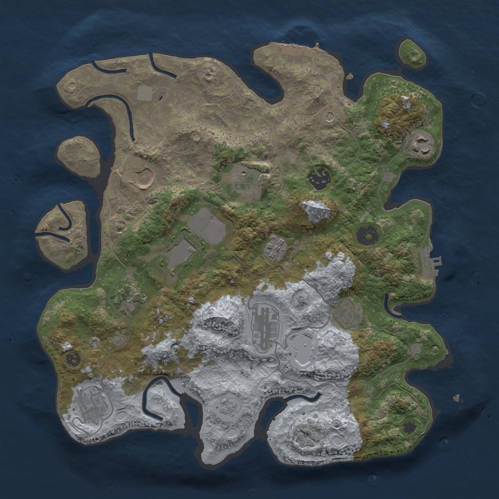 Rust Map: Procedural Map, Size: 3500, Seed: 36401602, 17 Monuments