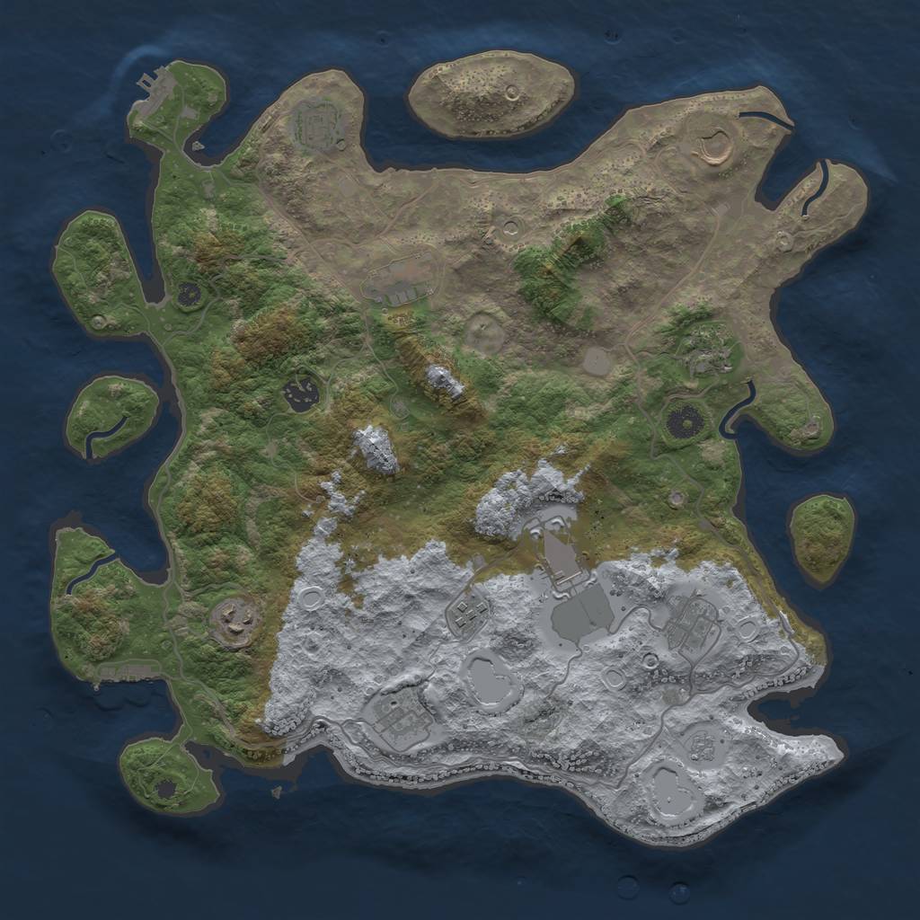 Rust Map: Procedural Map, Size: 4000, Seed: 5461632, 17 Monuments