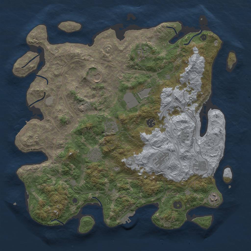 Rust Map: Procedural Map, Size: 4250, Seed: 83661288, 17 Monuments