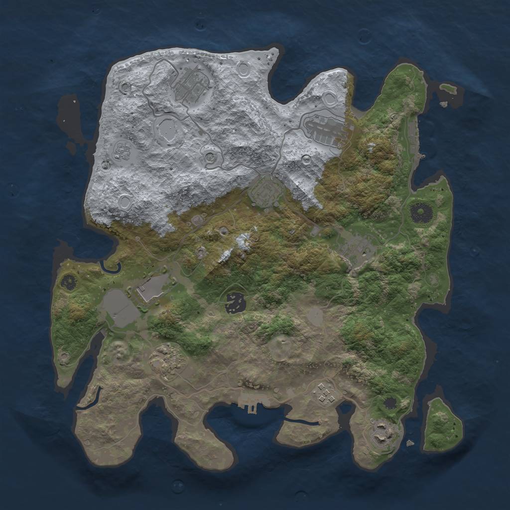 Rust Map: Procedural Map, Size: 3500, Seed: 74980525, 16 Monuments