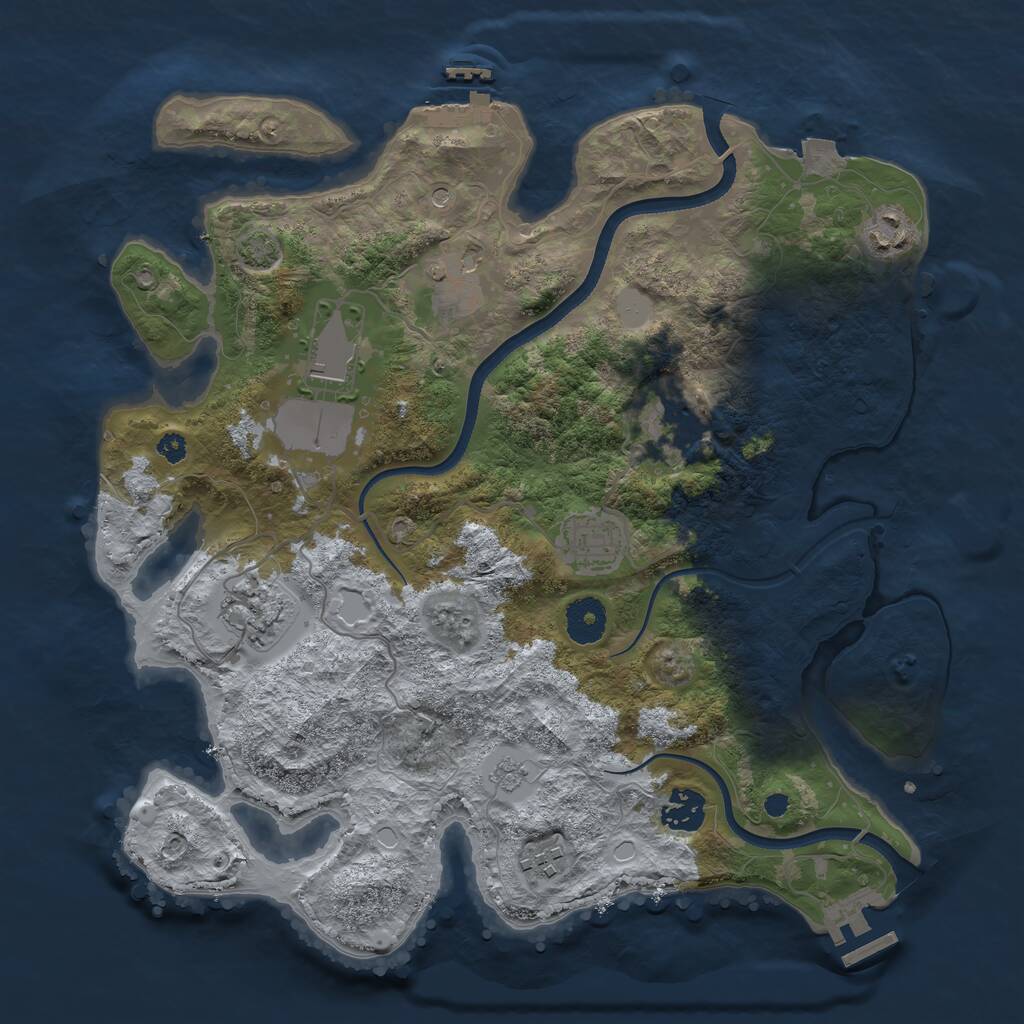 Rust Map: Procedural Map, Size: 3500, Seed: 59743001, 14 Monuments