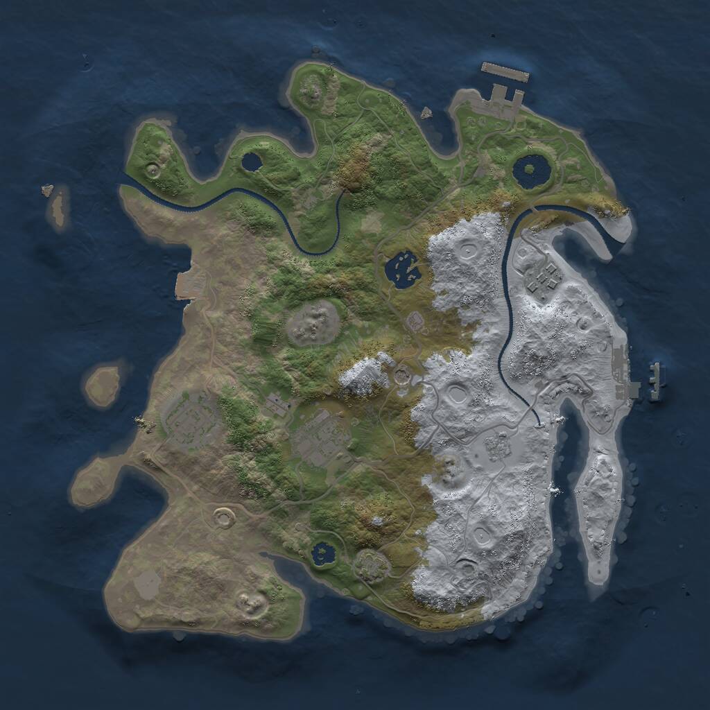 Rust Map: Procedural Map, Size: 3000, Seed: 659252, 10 Monuments
