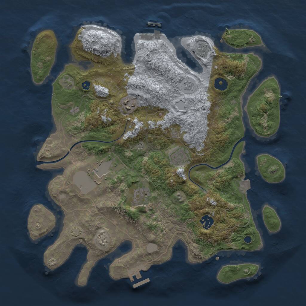 Rust Map: Procedural Map, Size: 3500, Seed: 39256383, 12 Monuments