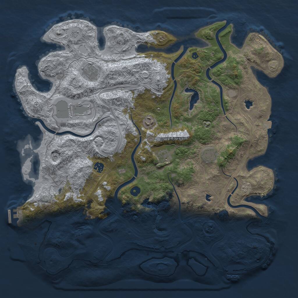 Rust Map: Procedural Map, Size: 4500, Seed: 616443113, 13 Monuments