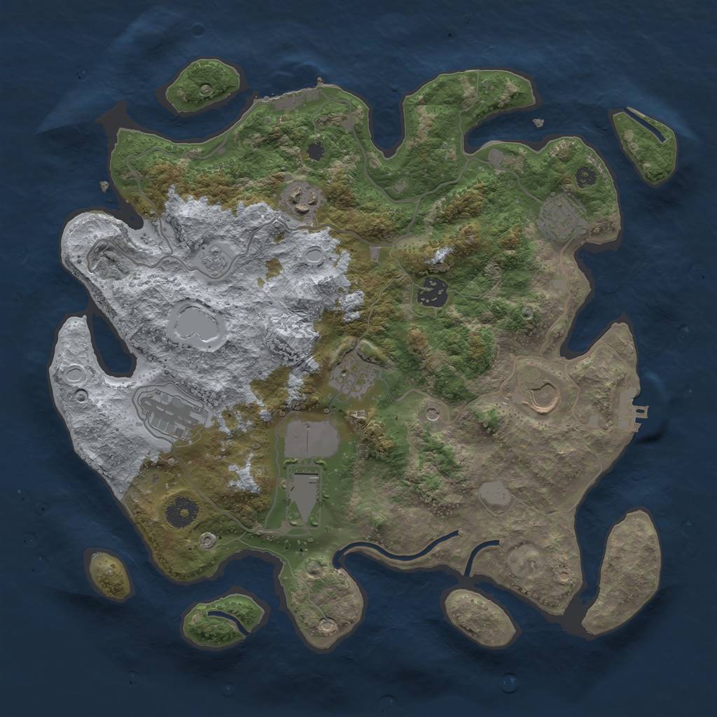 Rust Map: Procedural Map, Size: 3500, Seed: 16756542, 14 Monuments