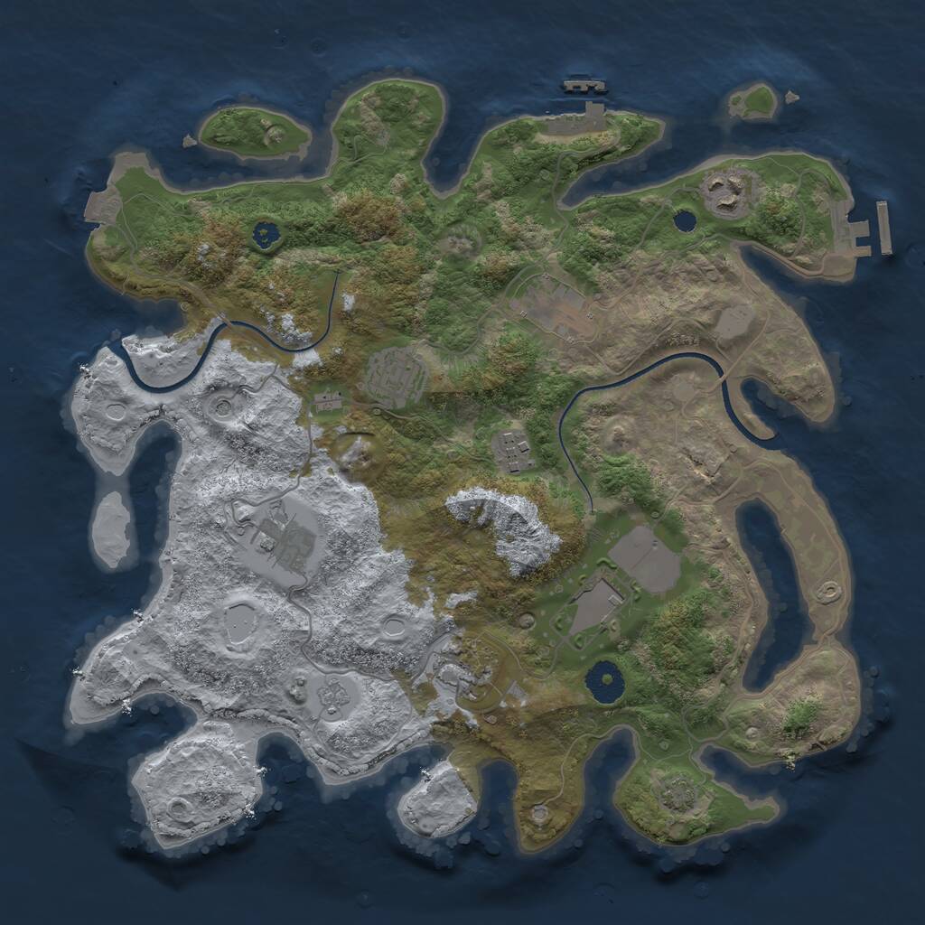 Rust Map: Procedural Map, Size: 3500, Seed: 77358830, 13 Monuments