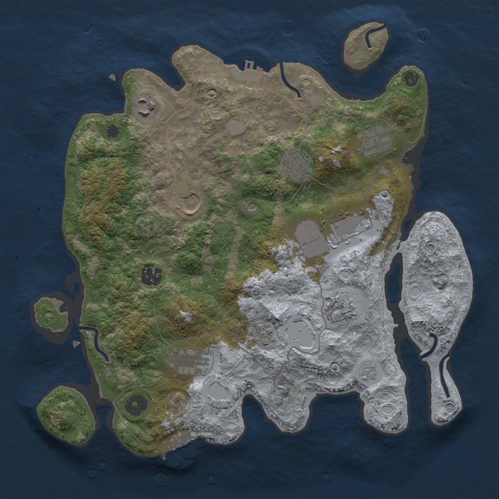 Rust Map: Procedural Map, Size: 3500, Seed: 53816926, 16 Monuments