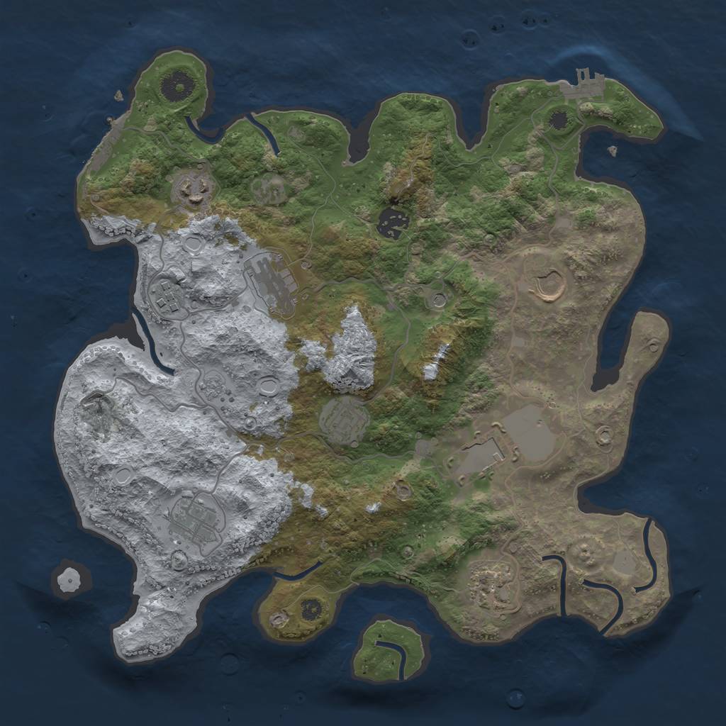 Rust Map: Procedural Map, Size: 3500, Seed: 21451250, 16 Monuments