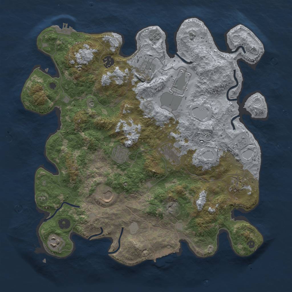 Rust Map: Procedural Map, Size: 3800, Seed: 9620, 16 Monuments