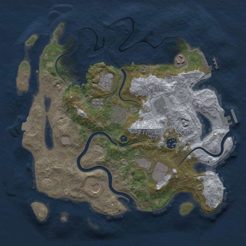 Rust Map: Procedural Map, Size: 3500, Seed: 2084994098, 14 Monuments