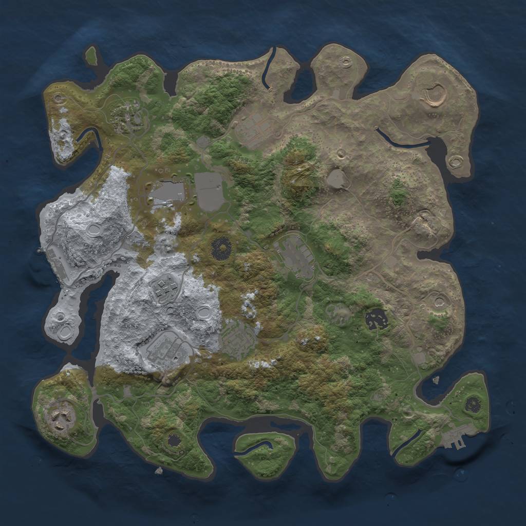 Rust Map: Procedural Map, Size: 3500, Seed: 2114333, 16 Monuments