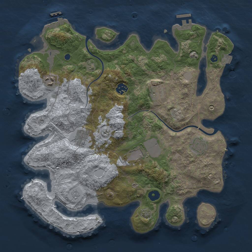 Rust Map: Procedural Map, Size: 3500, Seed: 1900255243, 13 Monuments