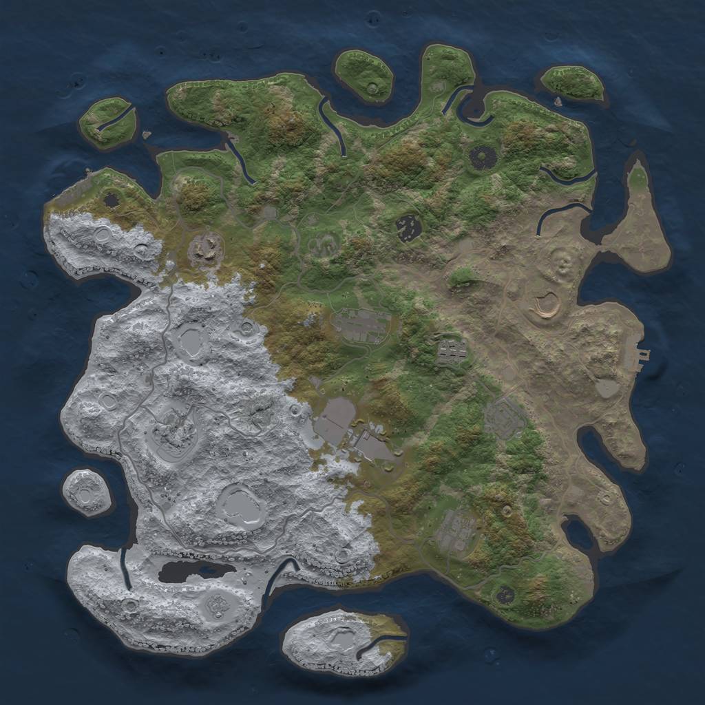 Rust Map: Procedural Map, Size: 4000, Seed: 618040950, 16 Monuments