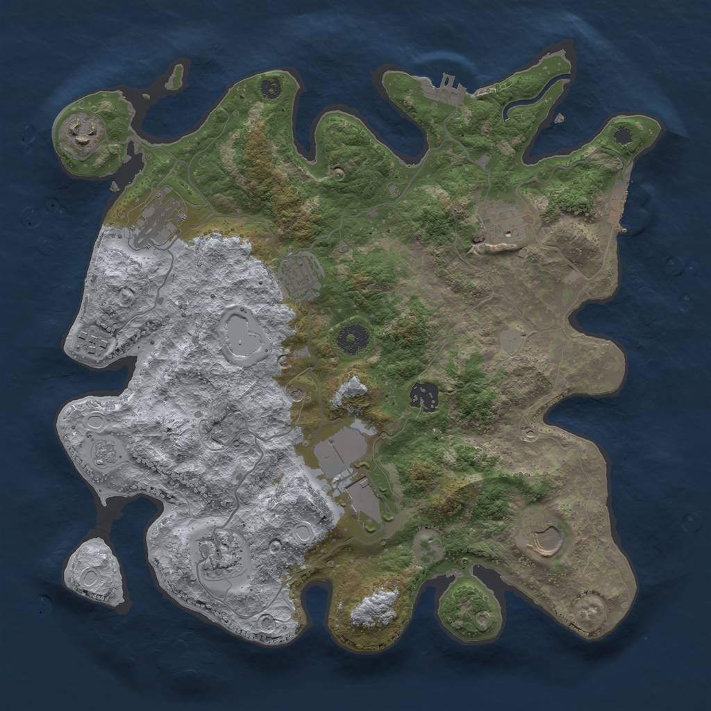 Rust Map: Procedural Map, Size: 3500, Seed: 689339890, 16 Monuments