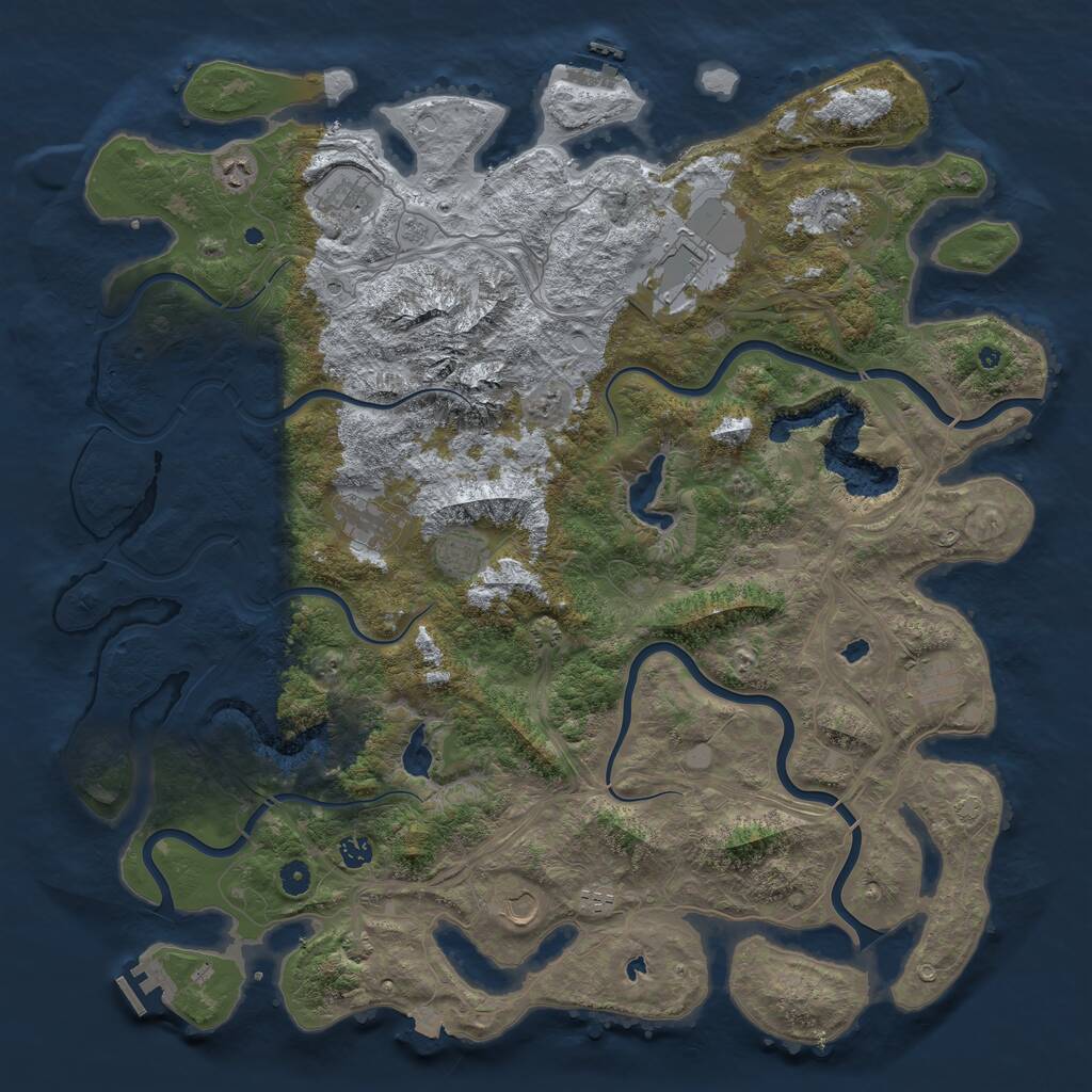 Rust Map: Procedural Map, Size: 5000, Seed: 745834, 16 Monuments
