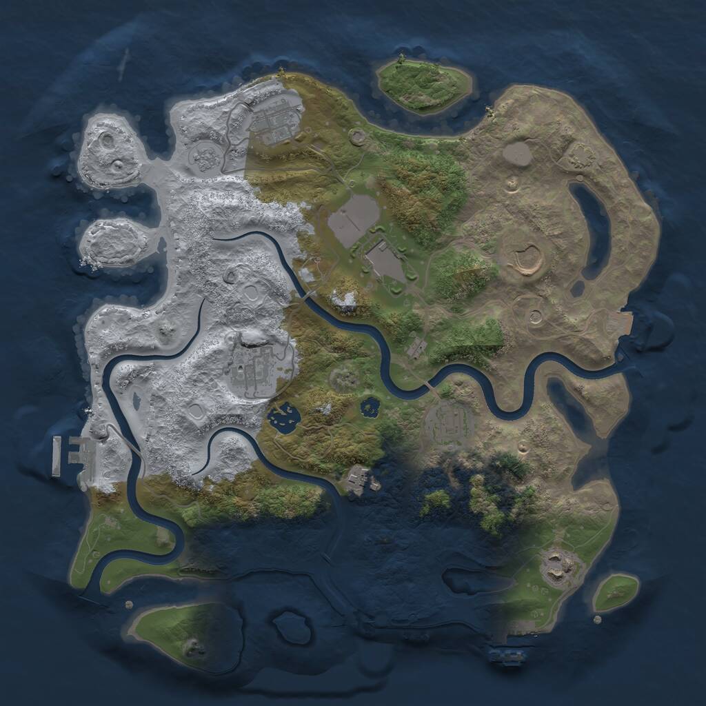 Rust Map: Procedural Map, Size: 3500, Seed: 76347, 14 Monuments
