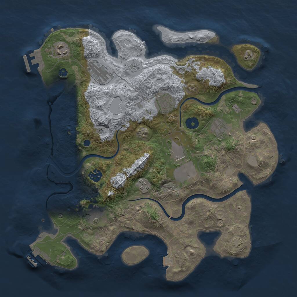Rust Map: Procedural Map, Size: 3500, Seed: 2044918412, 14 Monuments