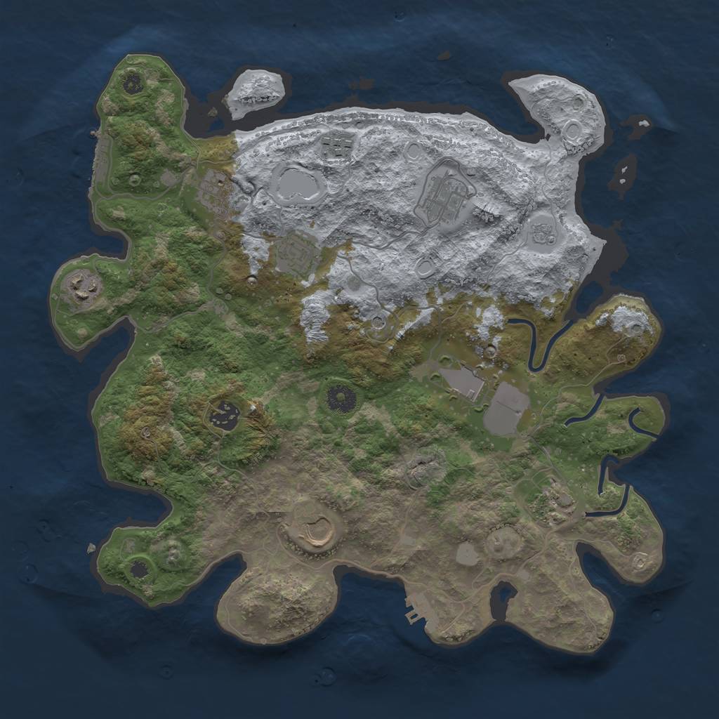 Rust Map: Procedural Map, Size: 3700, Seed: 1026567587, 16 Monuments