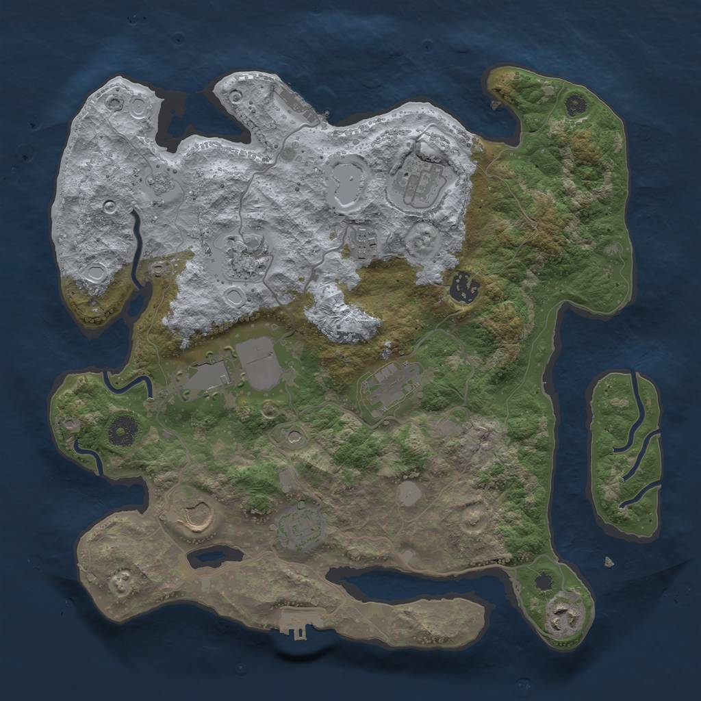 Rust Map: Procedural Map, Size: 3500, Seed: 78368159, 16 Monuments
