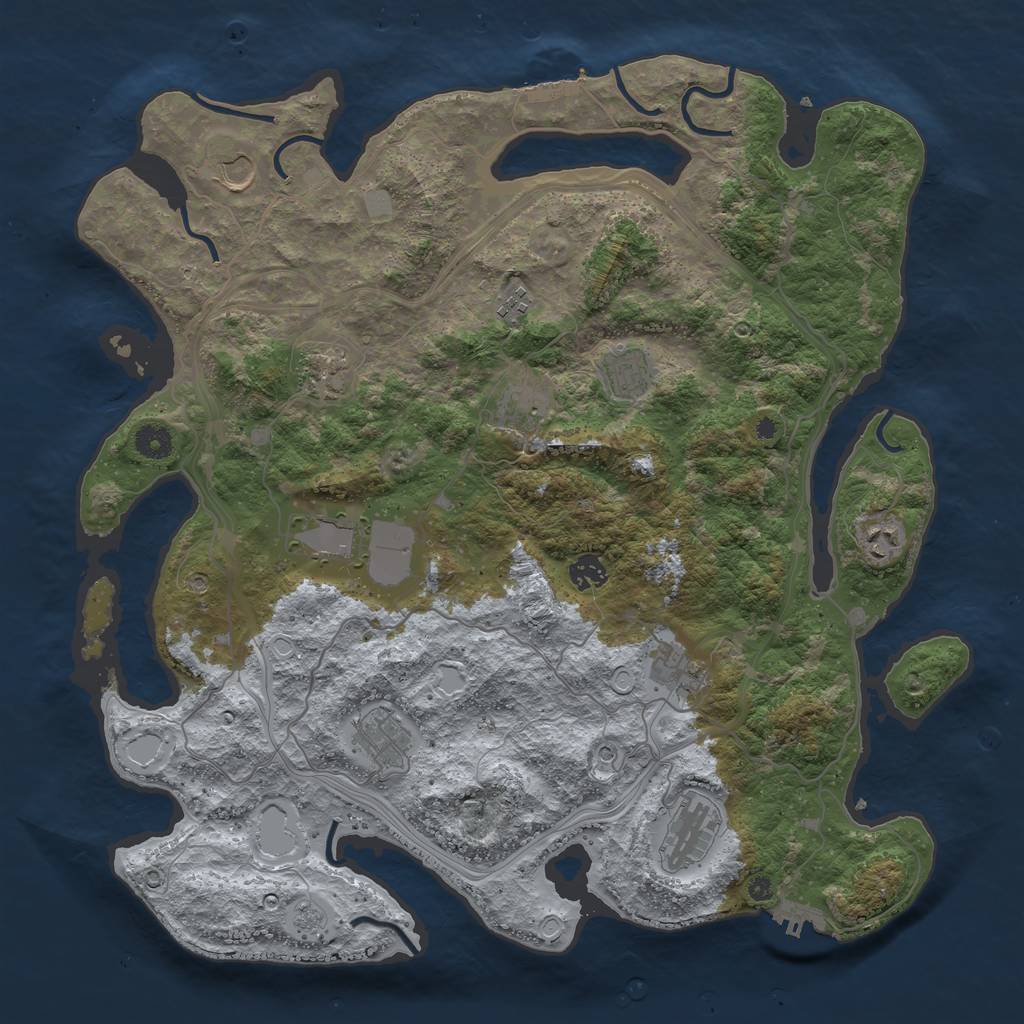 Rust Map: Procedural Map, Size: 4250, Seed: 4321, 18 Monuments